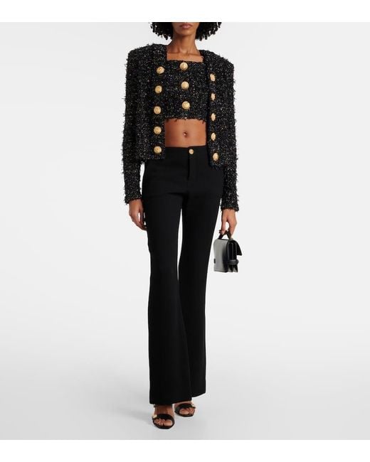 Balmain Black Tweed Buttoned Jacket
