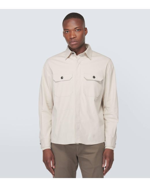 Zegna Natural Cotton-blend Canvas Overshirt for men