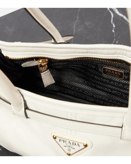 Prada White Bonnie Medium Leather Shoulder Bag