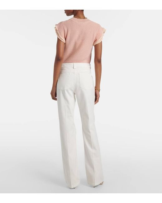 Chloé White Gerade Hose Aus Baumwoll-Canvas