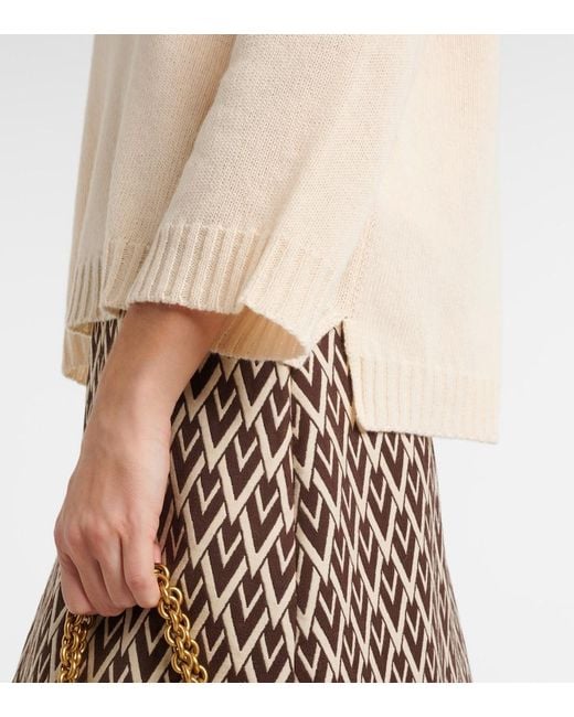 Valentino Natural Embellished Virgin Wool Sweater