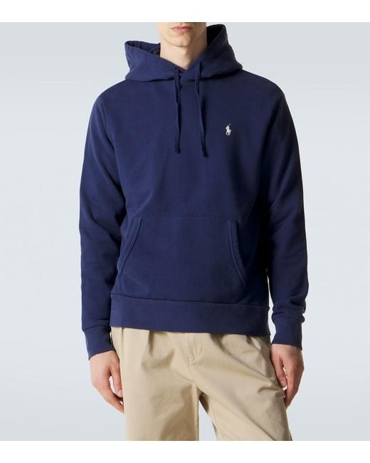 Polo Ralph Lauren Blue Loopback Cotton Hoodie for men