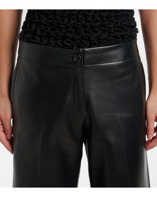 Khaite Black Mita Leather Straight Pants