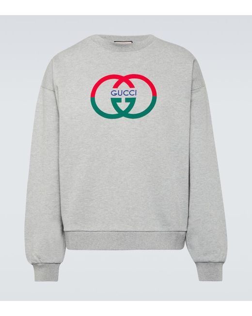 Gucci Sweatshirt Interlocking G aus Baumwoll-Jersey in Gray für Herren