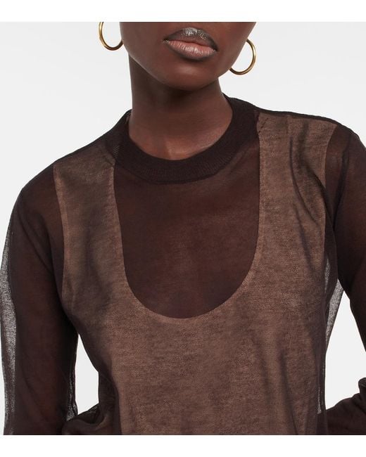 Tod's Brown Sheer Cotton-Blend Sweater