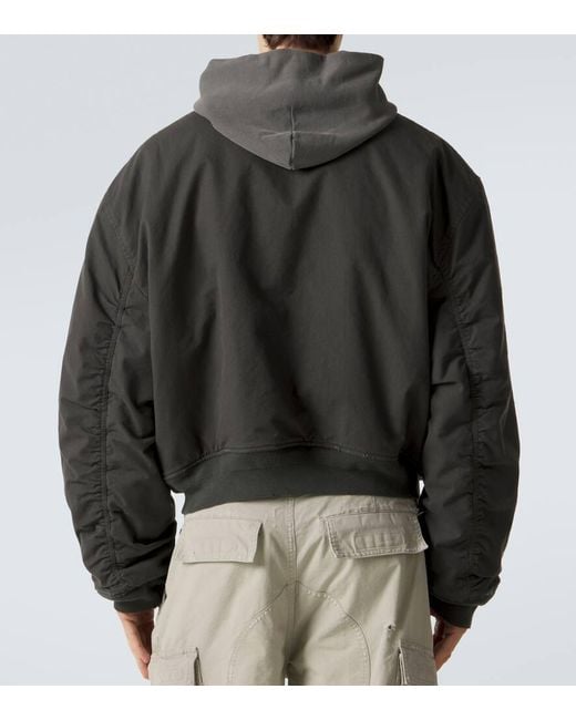 Balenciaga Black Cotton-Blend Hooded Bomber Jacket for men