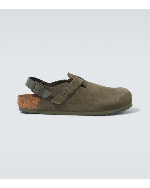 Birkenstock Green Tokio Leve Suede Clogs for men