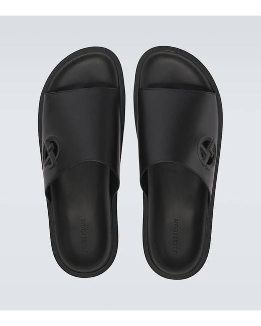 Sandalias De Piel Con Logo Giorgio Armani de hombre de color Black