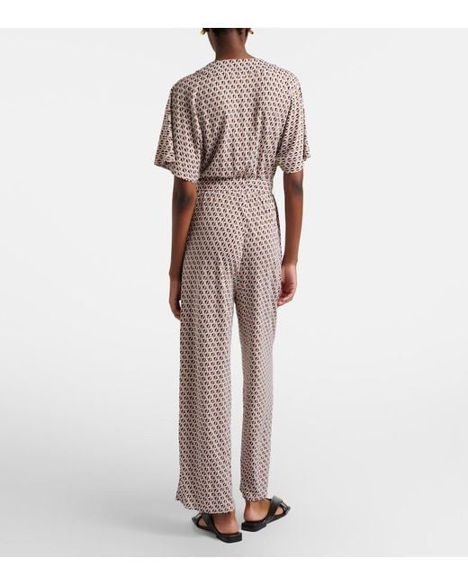 Max Mara Natural Belted Printed Jumpsuit