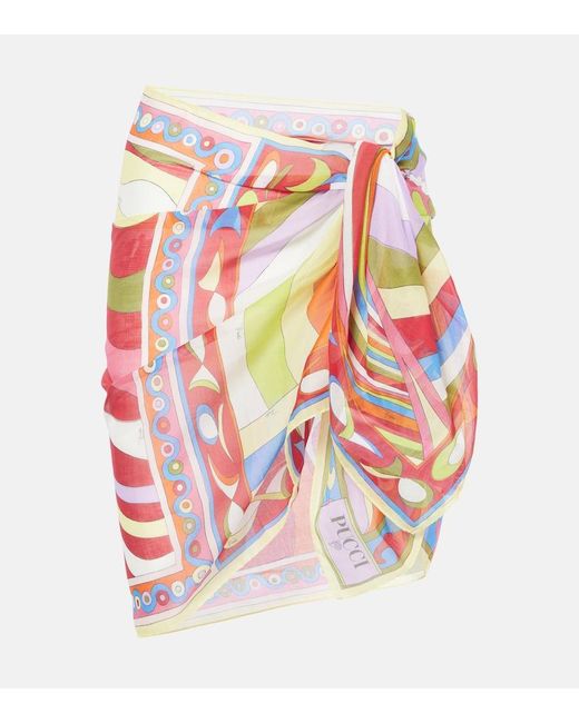 Emilio Pucci White Patchwork Printed Cotton Beach Cover-Up