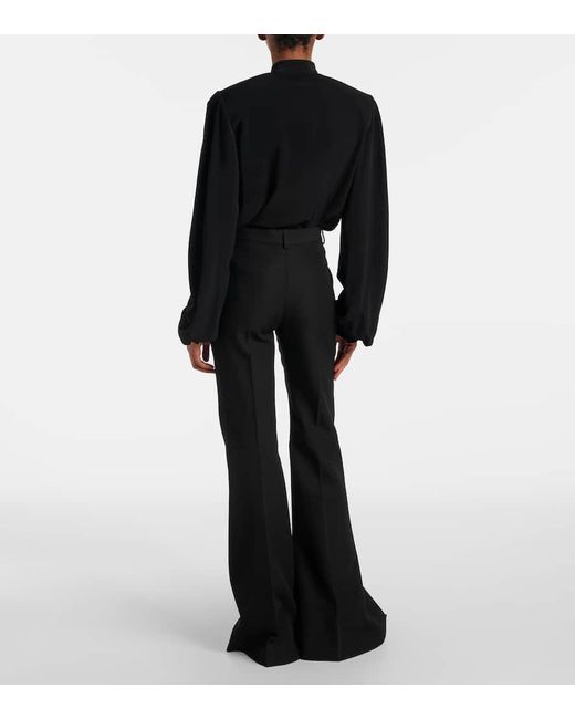 Pantalon Flare A Taille Haute En Laine Balenciaga en coloris Blue