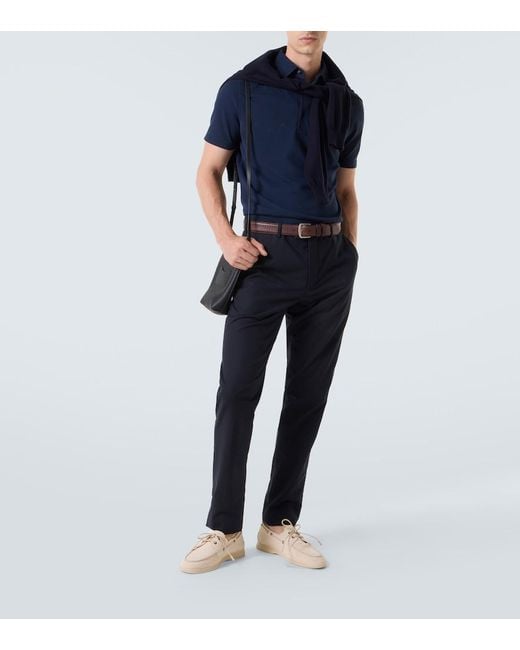Loro Piana Blue Cotton Jersey Polo Shirt for men