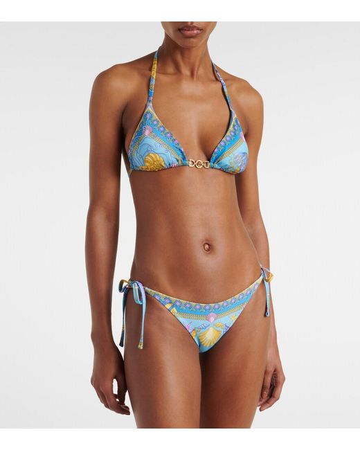 Braga De Bikini Estampada Versace de color Blue