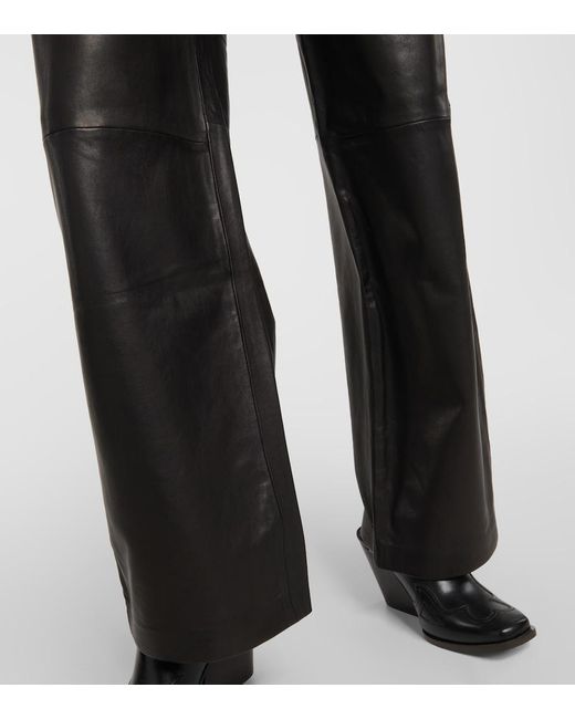 FRAME Highrise Leather Wideleg Pants in Black Lyst