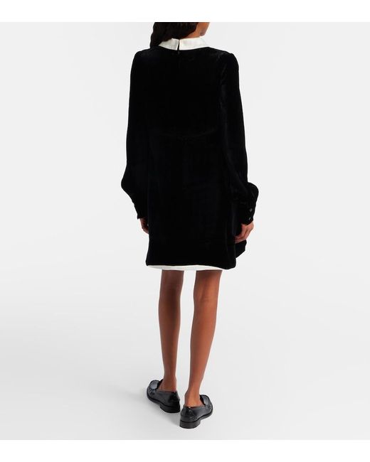 Prada Black Asymmetric Velvet Minidress