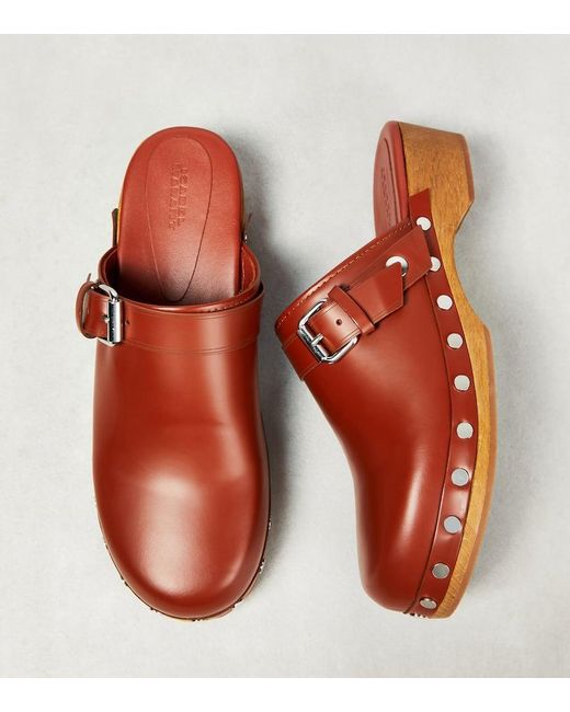 Isabel Marant Red Thalie Leather Clogs