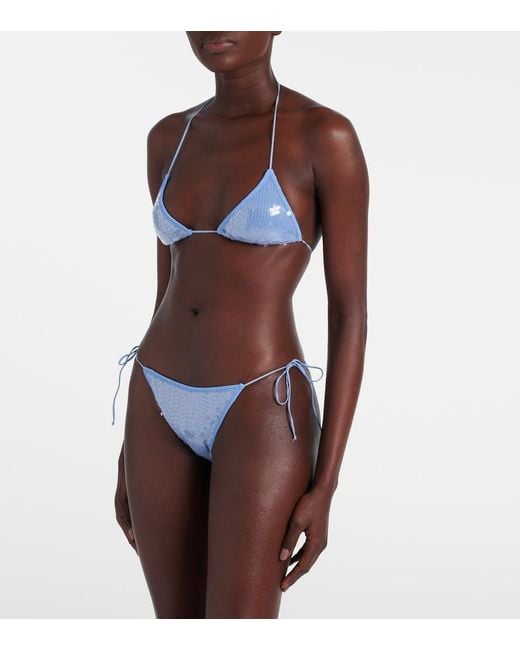Oseree Blue Sequined Bikini
