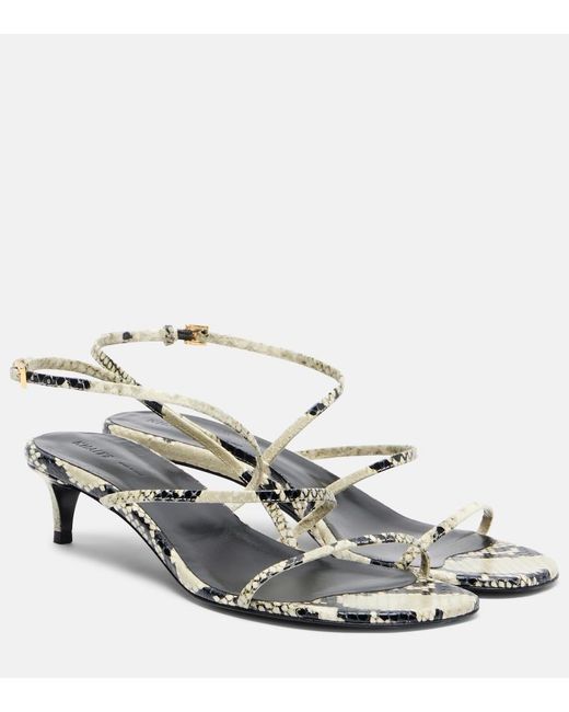 Khaite Metallic Loop 35 Snake-Effect Leather Sandals