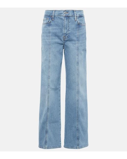 FRAME Blue High-Rise Wide-Leg Jeans Le Slim Palazzo