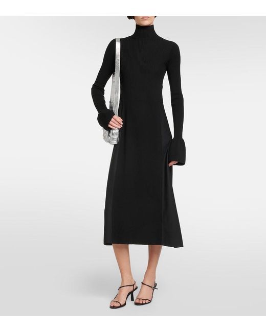 Joseph Black Mixed Media Duperre Midi Dress