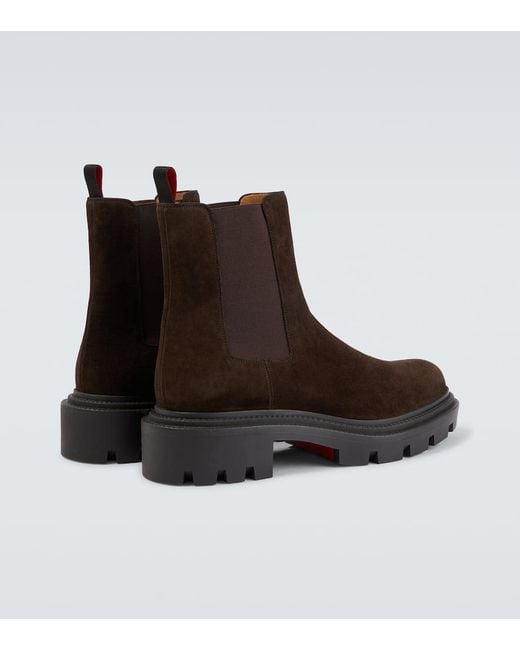 Christian Louboutin Chelsea Boots Devon College Aus Veloursleder in Brown für Herren