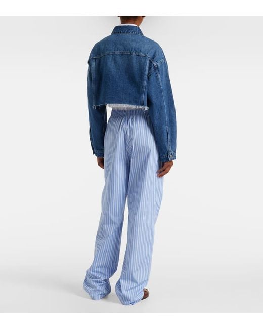 Veste Raccourcie En Jean A Logo Miu Miu en coloris Blue