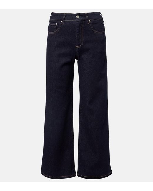 AG Jeans Blue Saige Cropped Wide-Leg Jeans