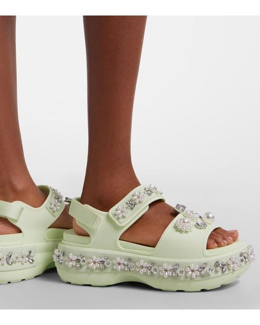 Simone Rocha Green X Crocs Embellished Platform Sandals
