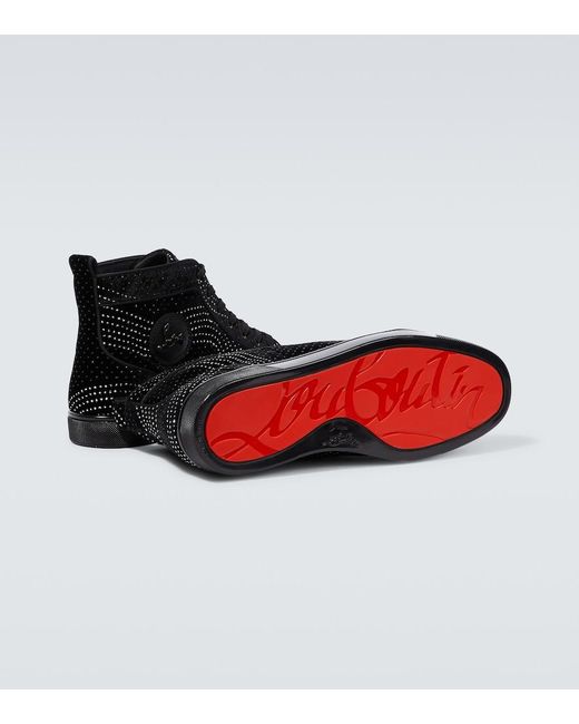 Christian Louboutin Black Louis Suede Embellished Sneakers for men