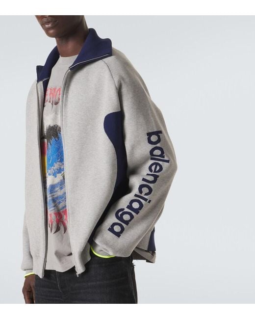 Balenciaga Blue Bodies Cotton-Blend Zip-Up Cardigan for men