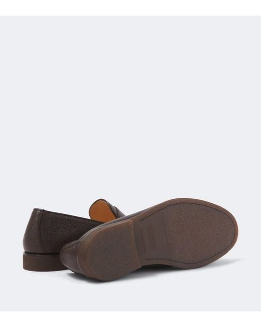 Brunello Cucinelli Brown Leather Penny Loafers for men