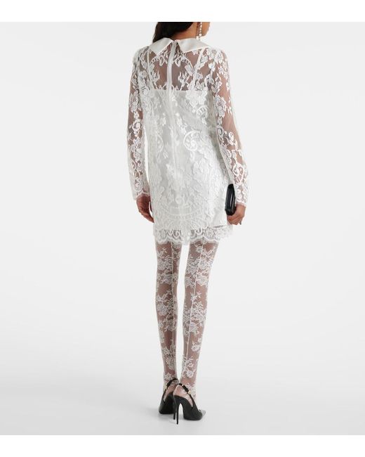 Dolce & Gabbana White Lace And Satin Minidress