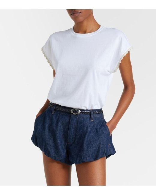 FRAME White The Crochet Cotton Jersey T-Shirt