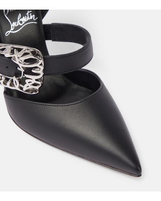 Christian Louboutin Black Giddylina 100 Buckle-Embellished Leather Pumps