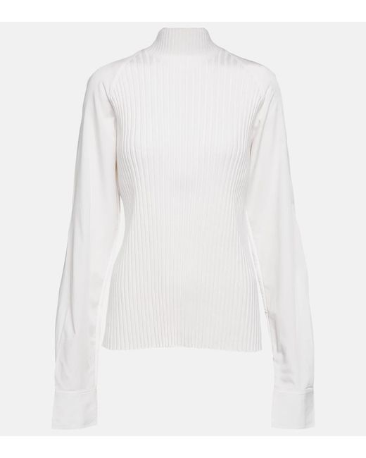 Totême  White Ribbed-knit Turtleneck Wool-blend Top