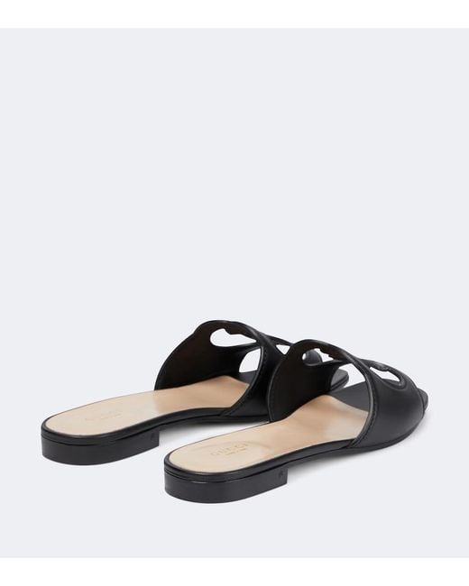 Gucci Black Interlocking G Cut-out Leather Sliders