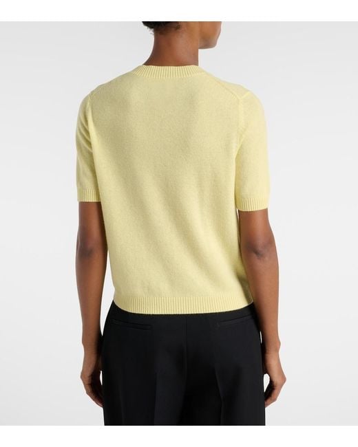 Jardin Des Orangers Yellow Floral-Applique Cashmere And Wool Sweater