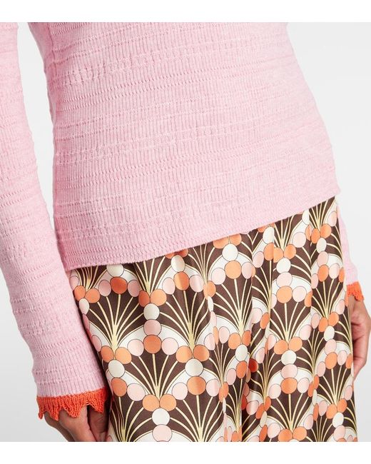 LaDoubleJ Pink Picket Cotton And Wool Sweater
