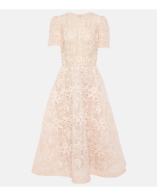 Monique Lhuillier Pink Embroidered Lace Gown