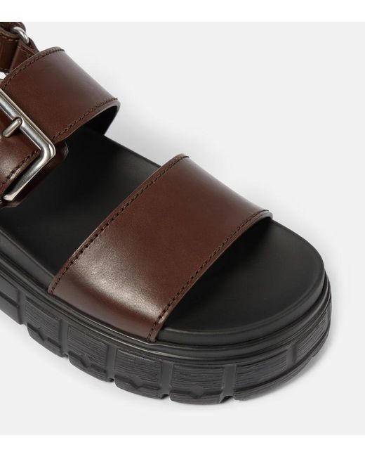 Miu Miu Brown 50 Leather Platform Sandals