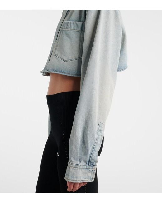 Balenciaga Blue Cropped Denim Shirt