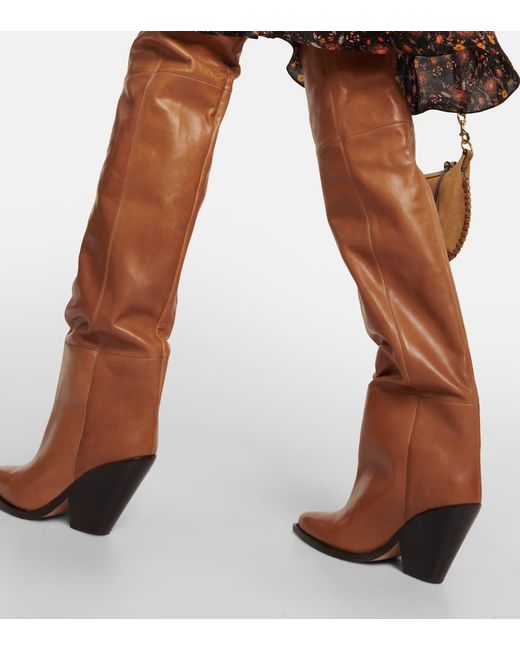 Stivali cuissardes in pelle di Isabel Marant in Brown