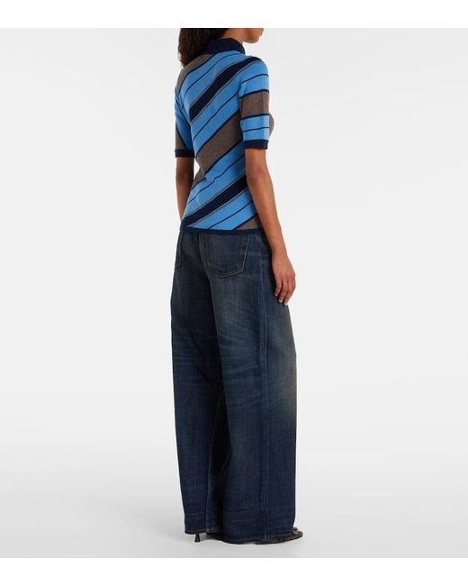 Polo De Lana Acanalado A Rayas Acne de color Blue