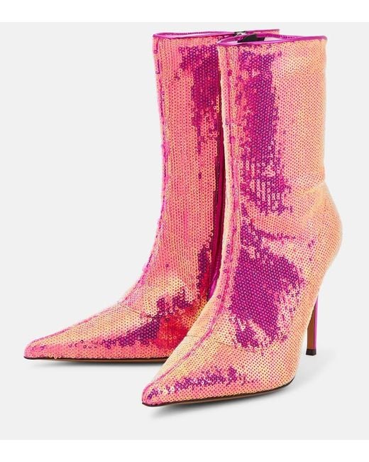 Alexandre Vauthier Pink Ankle Boots Sebert Mit Pailletten