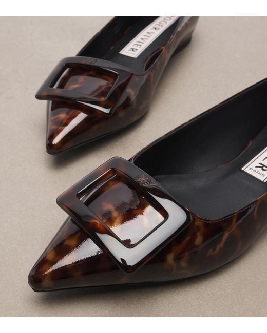 Roger Vivier Black Gommettine Patent Leather Ballet Flats