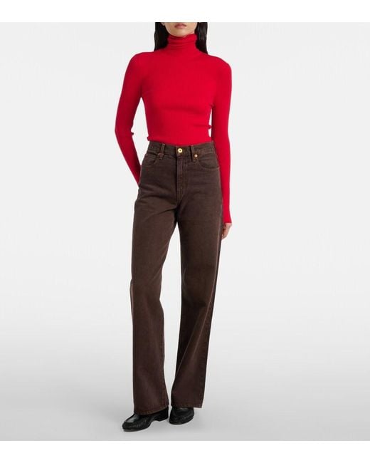 SLVRLAKE Denim Brown Grace High-Rise Wide-Leg Jeans