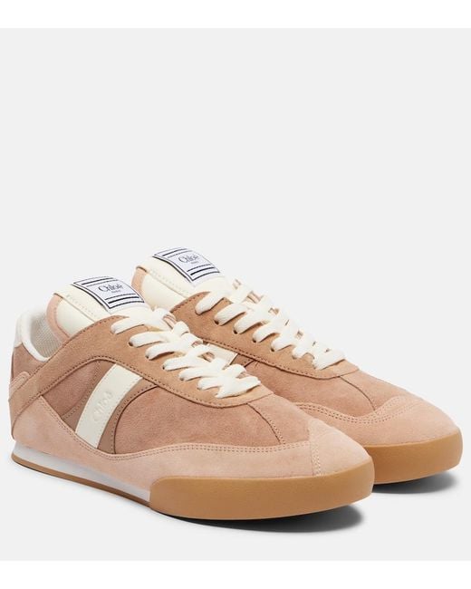 Chloé Natural Kick Suede And Leather Sneakers
