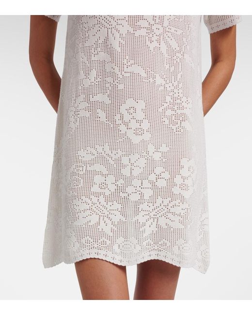 Chloé White Pointelle Scalloped Cotton Minidress