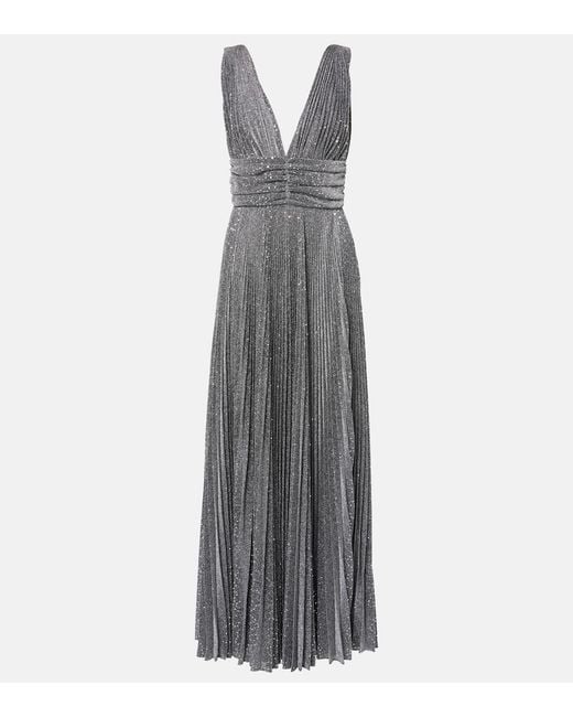 Dolce & Gabbana Gray Metallic Plisse Cocktail Dress