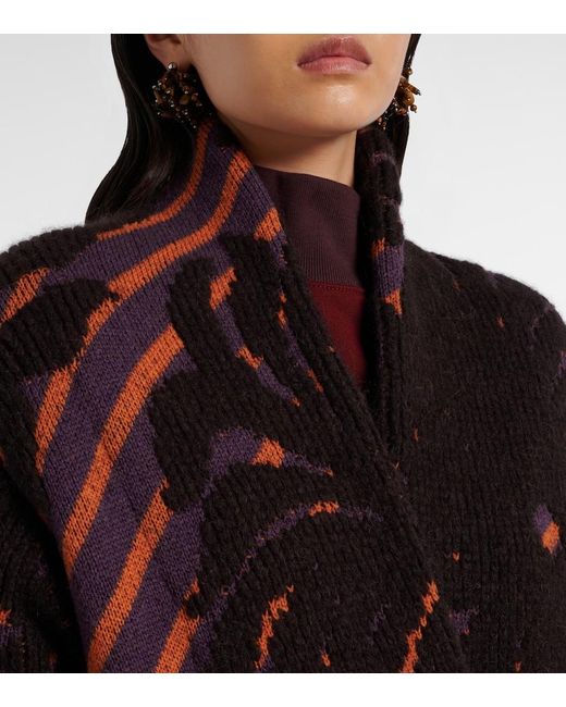 Dries Van Noten Red Wool And Alpaca-Blend Jacquard Wrap Coat
